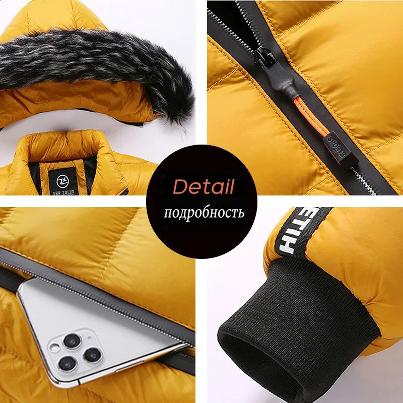 Winter Men Warm Hooded Parkas Jackets Overcoat Coldproof Windbreaker Outwear Parkas Coats Male Outfits Outerwear Clothes 240911