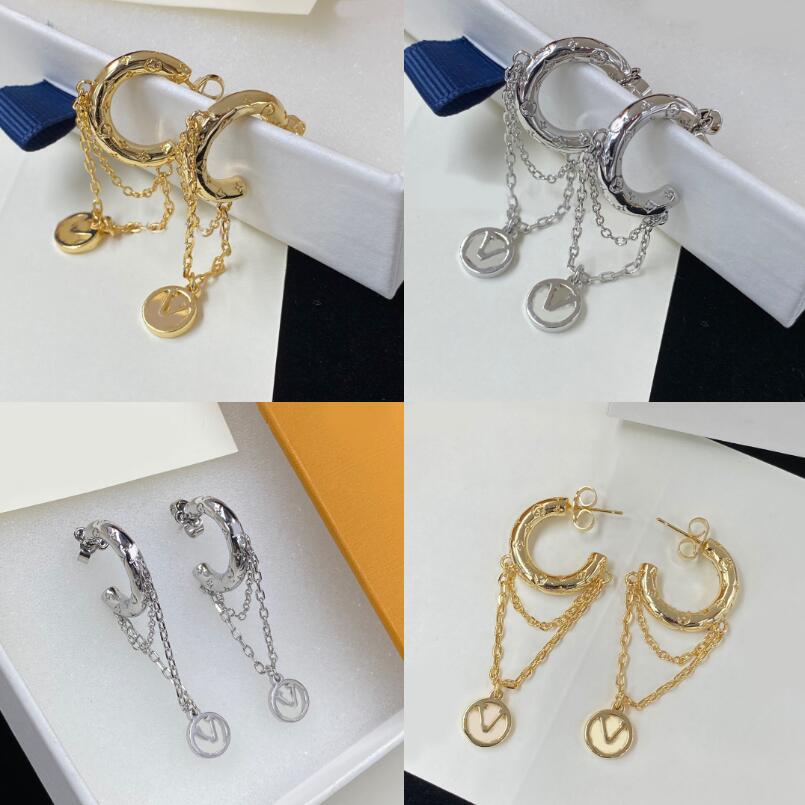 Designer Earrings Luxury Letter Charm Hoop Earring 18K Gold Silver Plated Stud Ear Chain Dangle Earrings for Fashion Men Women Fashion Jewerlry Wedding Party Gift
