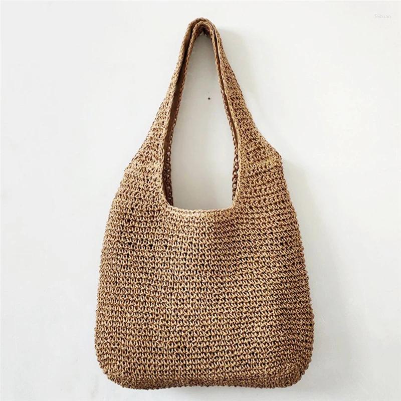 Shoulder Bags Handmade Woven Grass Crossbody Bag Beach Rattan Bag Shoulder Bags Straw Crossbody Bag Boho-chic Handbags Summer Beach Shopping Women