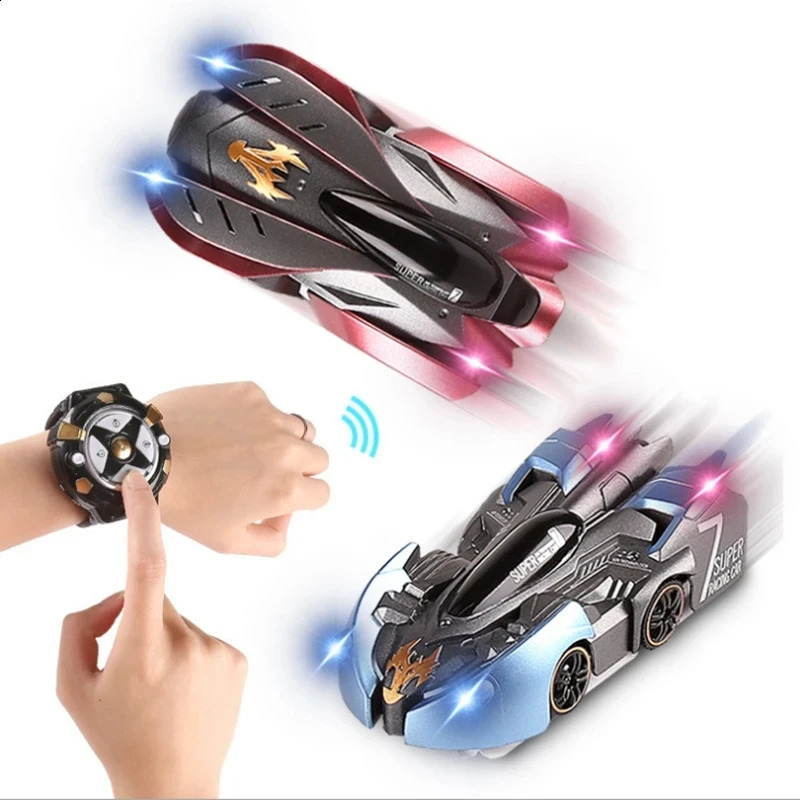 2.4G Anti Gravity Watch Wall Climbing Remote Control Car Electric 360 Rotation Stunt Rc Car Anti Gravity Children Car Toy Gift 240913