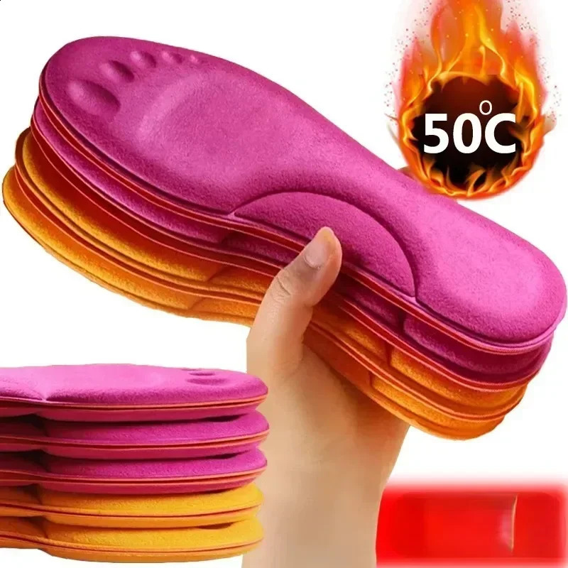 Winter Fur Self Heating Insoles Foot Thermal Thicken Insole Memory Foam Shoe Pads Warm Sports Shoes Inserts for Women Men 241010