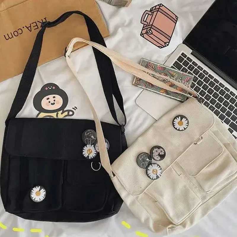 Women Canvas Messenger Bag Youth Ladies Fashion Shoulder Bag Student Large Capacity Female Crossbody Bags Woman Packet Z250225