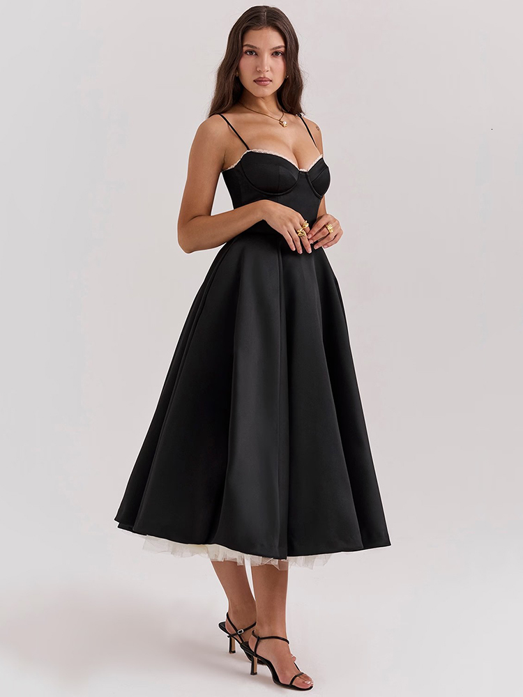Mozision Elegant A-E Backless Midi For Women Fashion Spaghetti Strap Sleeveless Loose Club Party Sexy Dress New