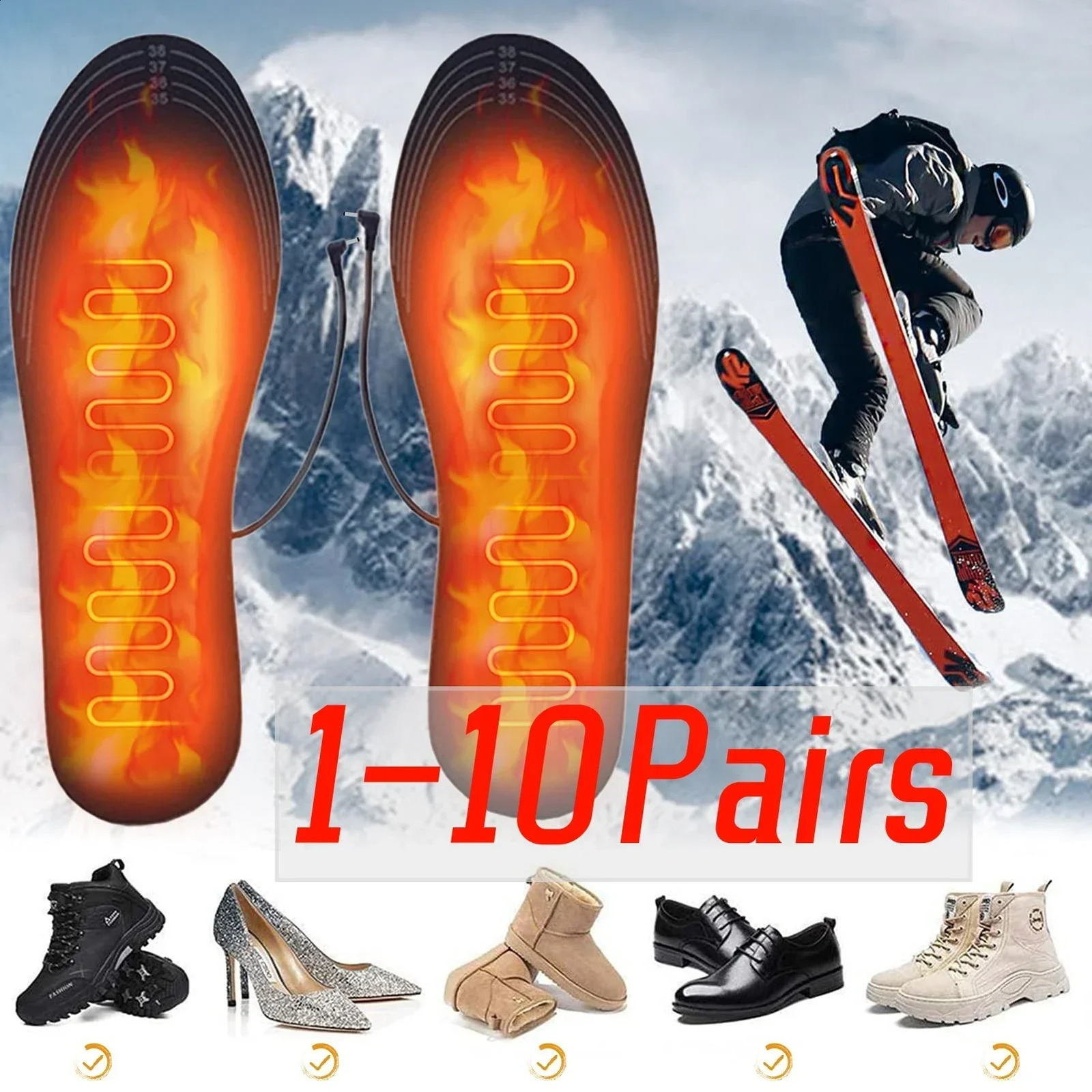 USB Heated Shoe Insoles Electric Foot Warming Pad Feet Warmer Sock Pad Mat Winter Outdoor Sports Heating Insole Winter Warm 250805