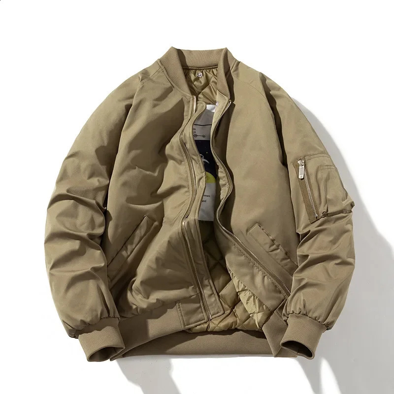 Japanese Style Simple Couple Baseball Cottonpadded Jacket Loose Fit Grey Workwear Bomber Thickened Spring Autumn Winter 240919