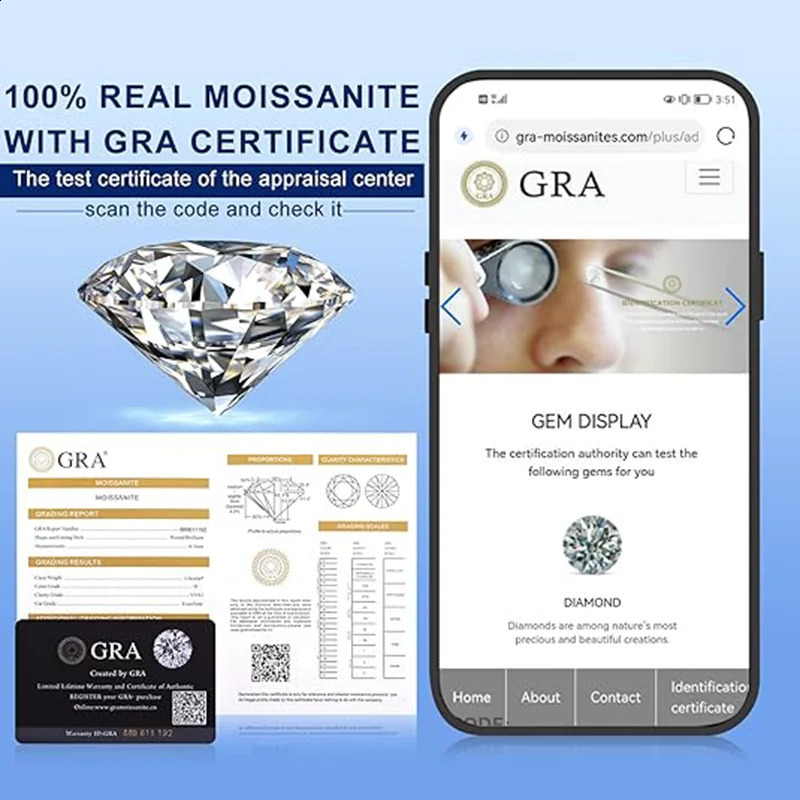 GRA Certified 1-5CT Ring VVS1 Laboratory Diamond Card Ring Female Engagement Promise Wedding Band Jewelry 240918