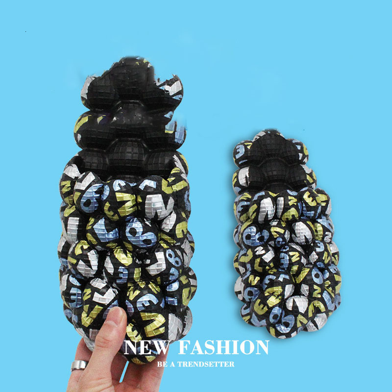 Women Man Graffiti Soft Bubble Fashion EVA Cool Home Beach Shoes Massage Sole Slippers Designer Indoor Peanut Slipper