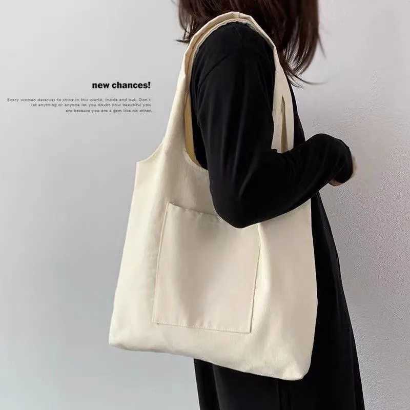Shopping Bags Solid Color Canvas Tote Bag Shoulder Bags Fashion Casual Garden Eco Friendly Reusable Cute School Tote Bags Z250224