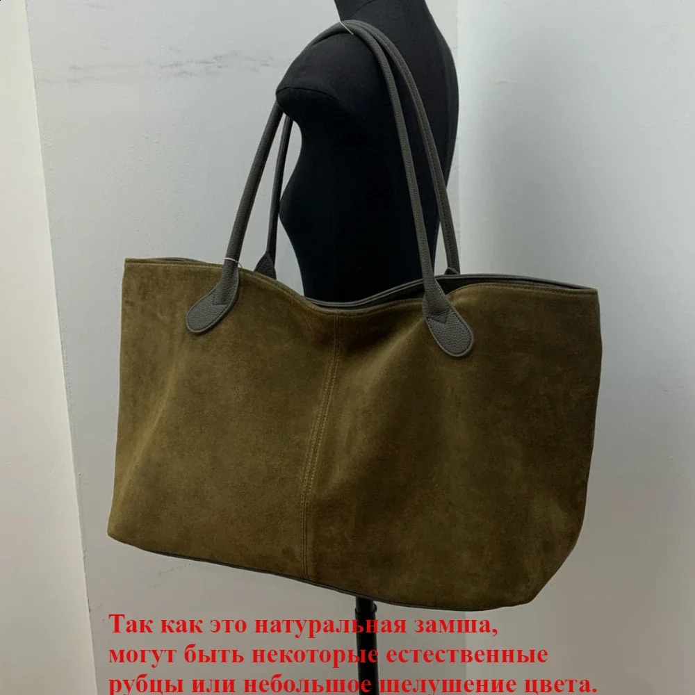 3 Motingsome Oversized Suede Patchwork Genuine Leather Women Matte Cowhide Bag Large Capacity Shopper Retro Tote 240913 4