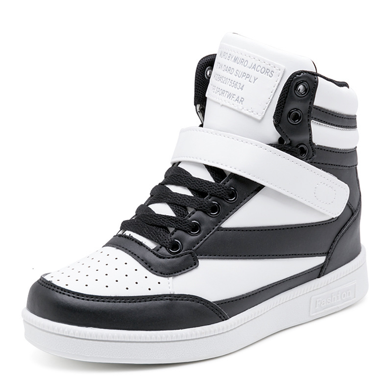Woman Breathable High Top Black White Boots Women Casual Sport Shoes Platform Hidden Increasing Sneakers Leather Shoe 241126