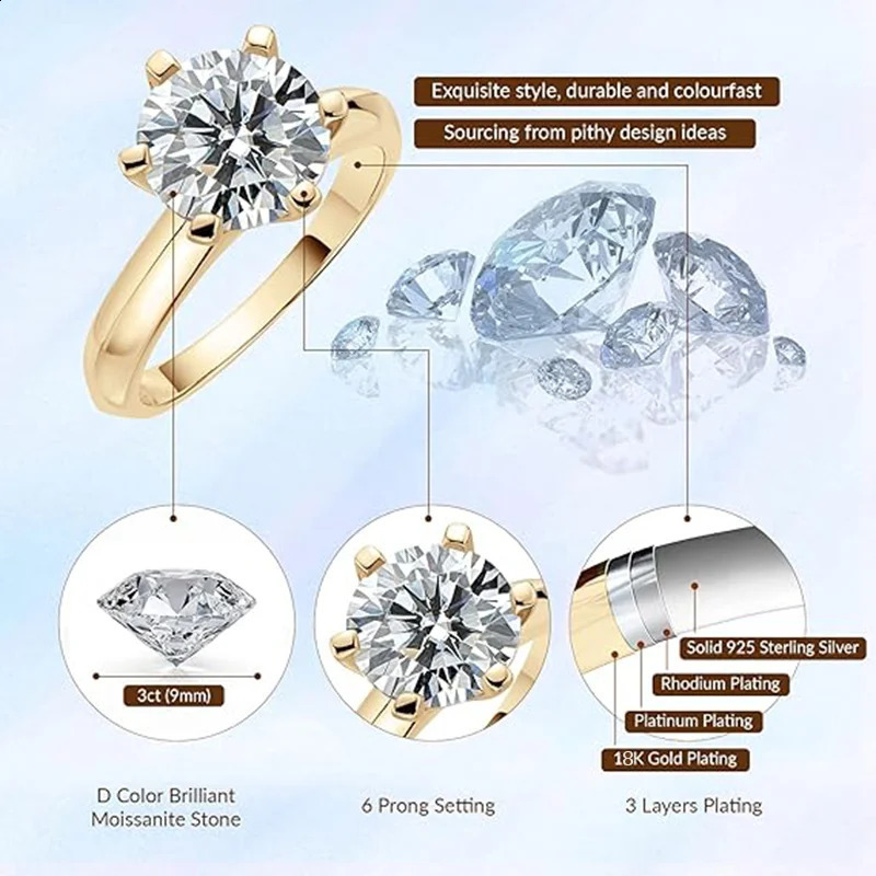 GRA Certified 1-5CT Ring VVS1 Laboratory Diamond Card Ring Female Engagement Promise Wedding Band Jewelry 240918