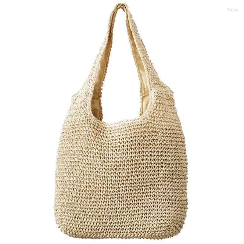 Shoulder Bags Handmade Woven Grass Crossbody Bag Beach Rattan Bag Shoulder Bags Straw Crossbody Bag Boho-chic Handbags Summer Beach Shopping Women