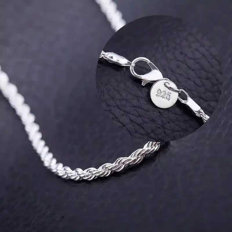 Classic 925 Sterling Silver Twisted Rope Chain Men Necklace Width 4MM Figaro Cuban Chain Necklace For Men Women Jewelry GiftsX240919