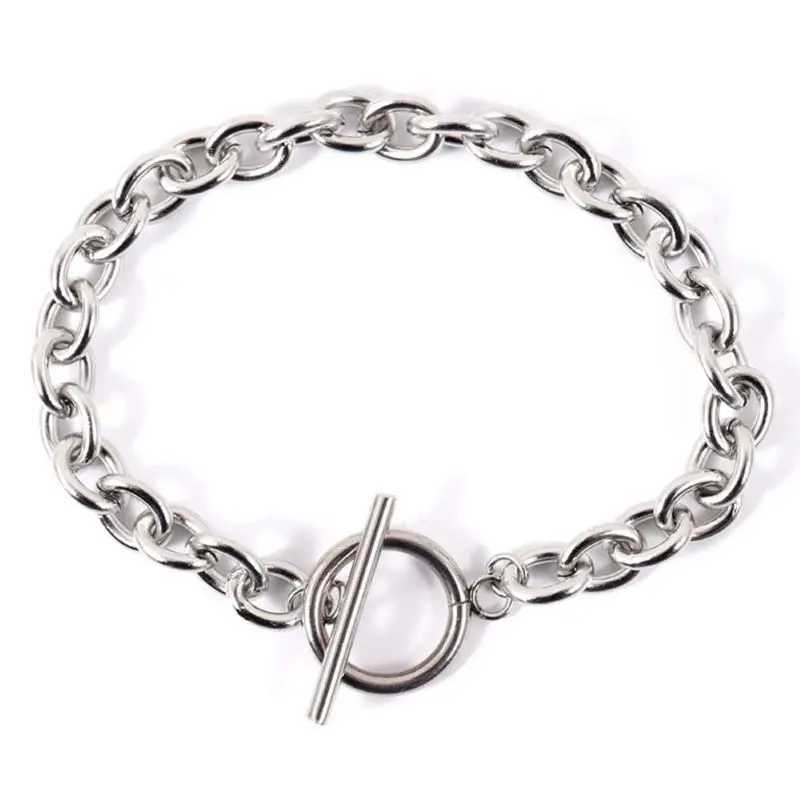 2023 New Fashion Gold Color Chunky Chain Necklace for Women Simple Toggle Clasp Stainl Steel Choker Necklaces Jewelry GiftsXJ250322
