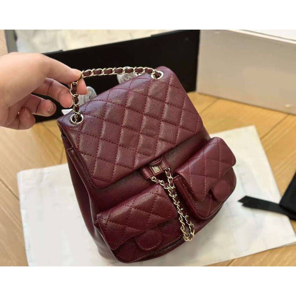 Designer Backpack Burgundy Vintage Duma Backpacks 23P Grain Cowhide Luxury Mini Back Pack Genuine Leather Womens Shoulder Bags