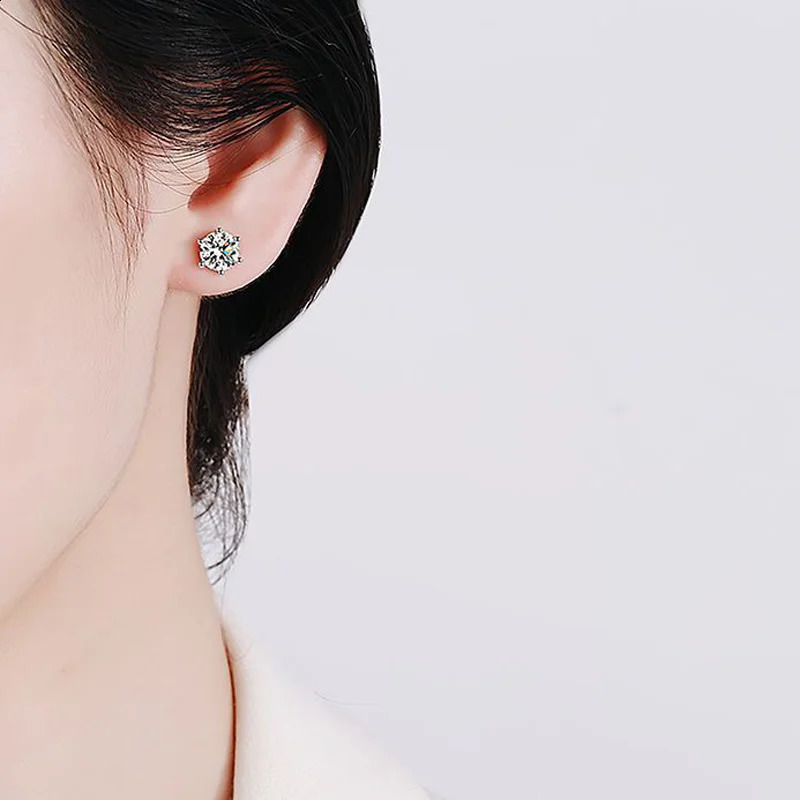 0.5-2ct D Color Dia Screw Stud Earrings in Sterg Sier, 6-Prong, for Women's Wedding, Exquisite Jewelry 240918 4 ia Weddg,