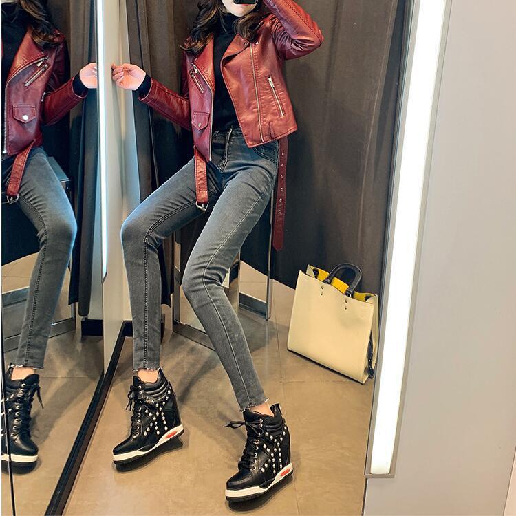 Rubber Women's Wedge Shoes Super High Basic Cross-Tied