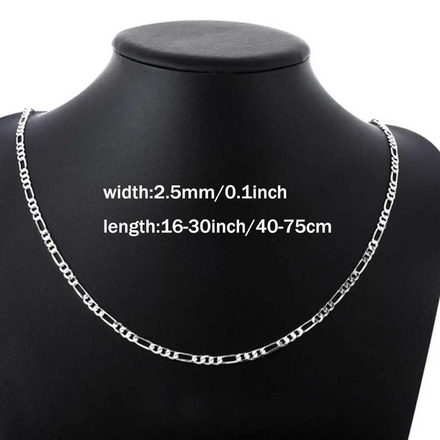 1PC 2.5MM Mens French Figaro Necklace Chain 18K Gold Plated 925 Silver Plated Long Chain Necklace Unisex Jewelry 16-30inchX240919