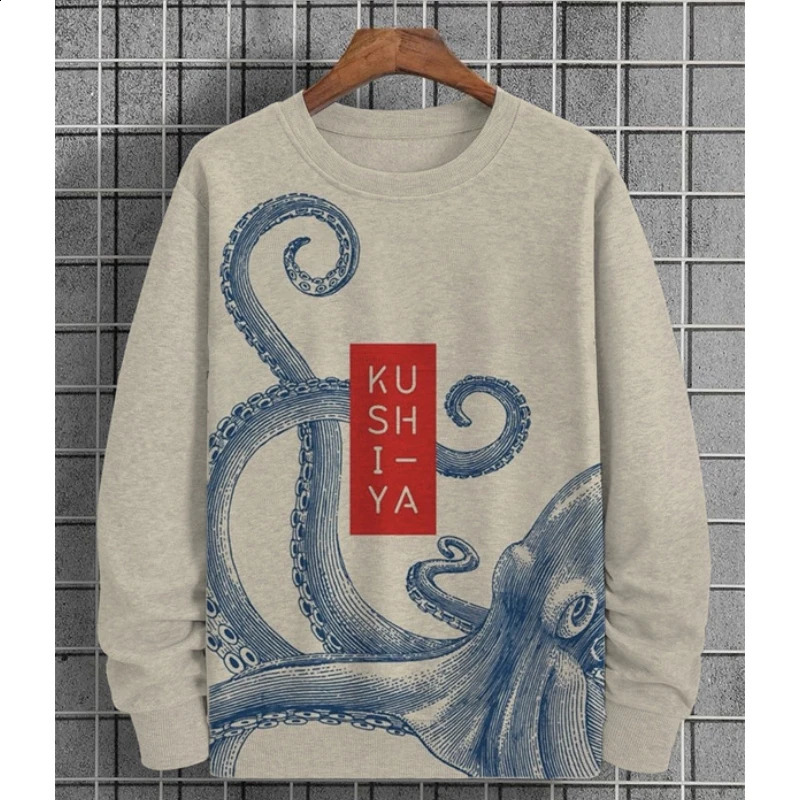 Autumn Mens Sweatshirt 3d Octopus Print Round Neck For Men Hoodies Pullover Soft Loose Oversized Long Sleeve TShirt 240918 - view 7