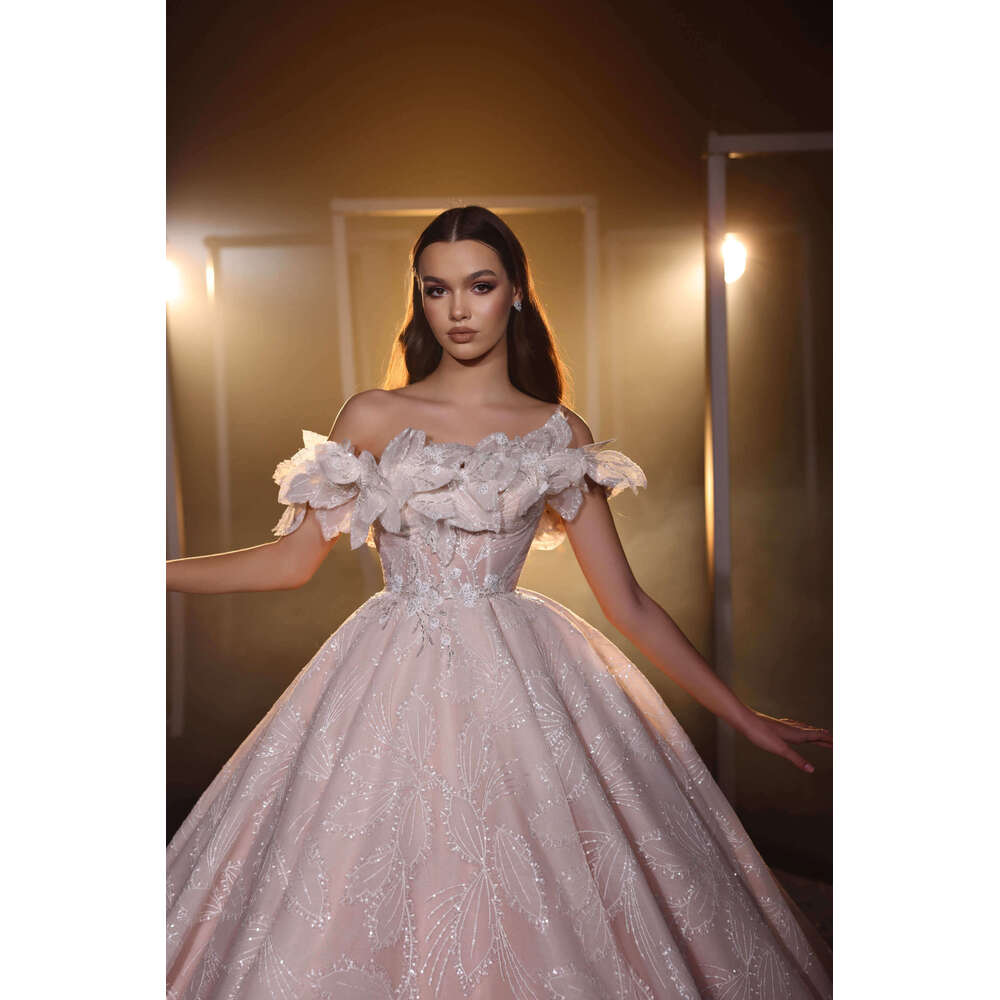 Elegant Wedding Dresses Ball Gown Off The Shoulder Sequined Backless Or-Length Bride Dress Vestido De Novia Custom Made 0228Lz