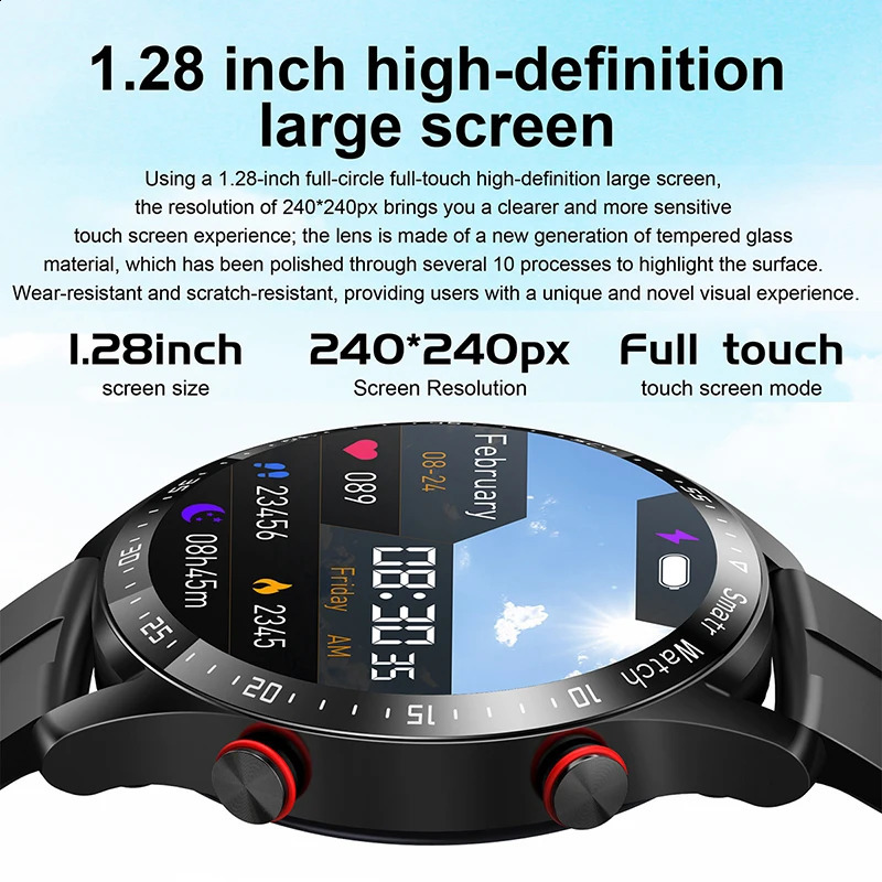 ECGPPG Bluetooth Call Smart Watch Mens Laser Health Blood Pressure Fitness Sports Watch Mens Sports Waterproof Smart WatchBox 240919