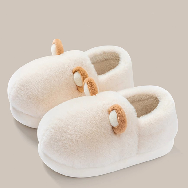 Cotton Slippers With Bag Heels Men Winter Indoor Home Thick Soled Anti Slip Warm Shoes, Plush For Women