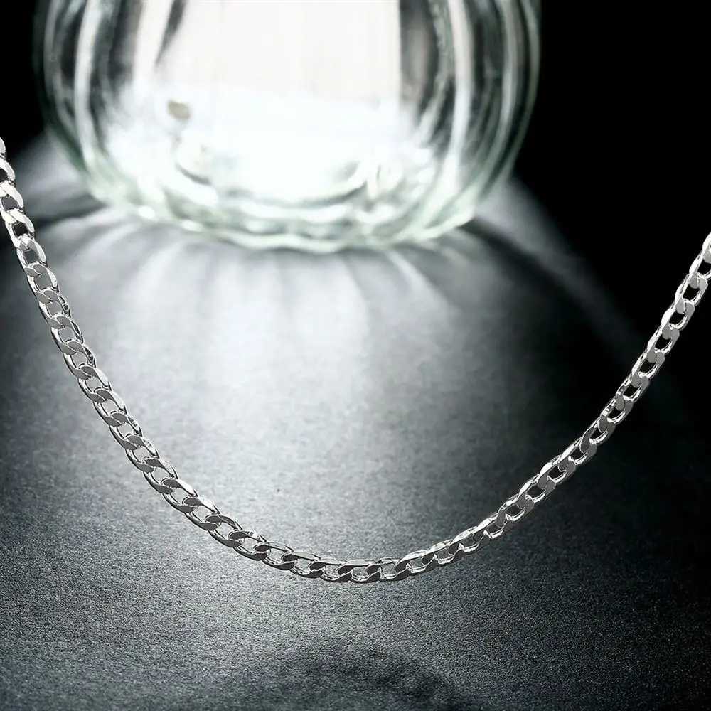 925 Sterling Silver 16-30 Inches Exquisite 4MM sideways Chain necklace for women lady men Fashion Party Wedding Jewelry GiftsX240919