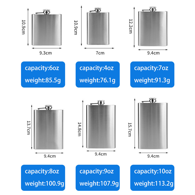 Stainless steel hip flask Factory Direct Outdoor Camping Stainless Steel Portable White Wine Bottles Wholesale