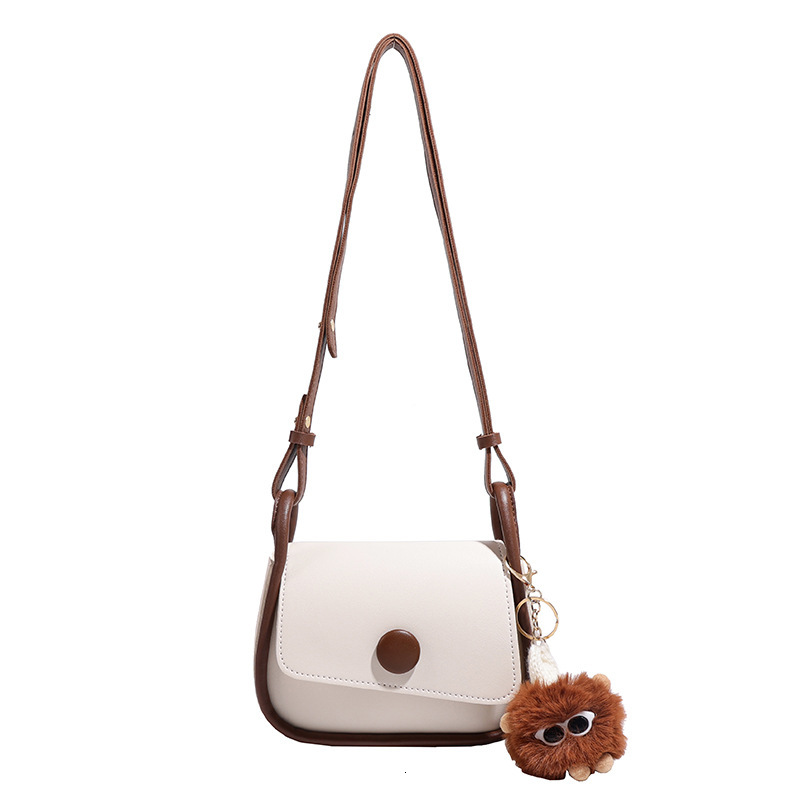Summer New Casual Commuting Small Square High-quality Women's Cute Fur Ball Design Crossbody Bag Simple And Fashionable Single Shoulder Crossbody