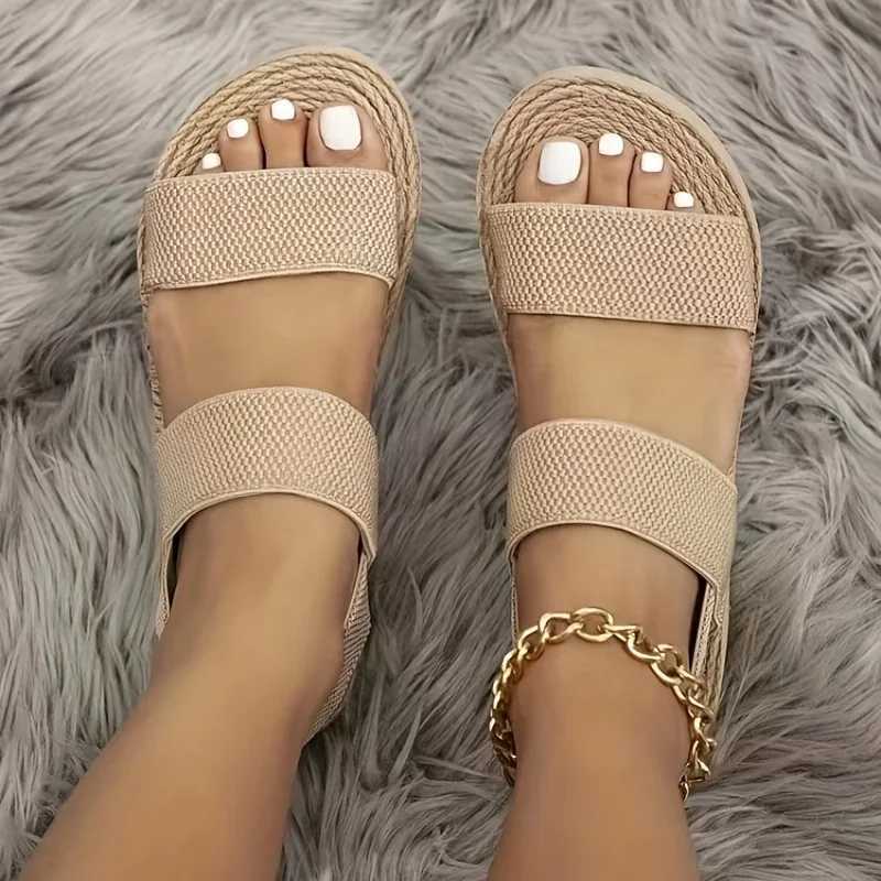 2025 Womens Minimalist Wedge Sandals Open Toe Thick Soled Platform Casual Sandals Ankle Strap Slingback Sandals Solid Color Z250617