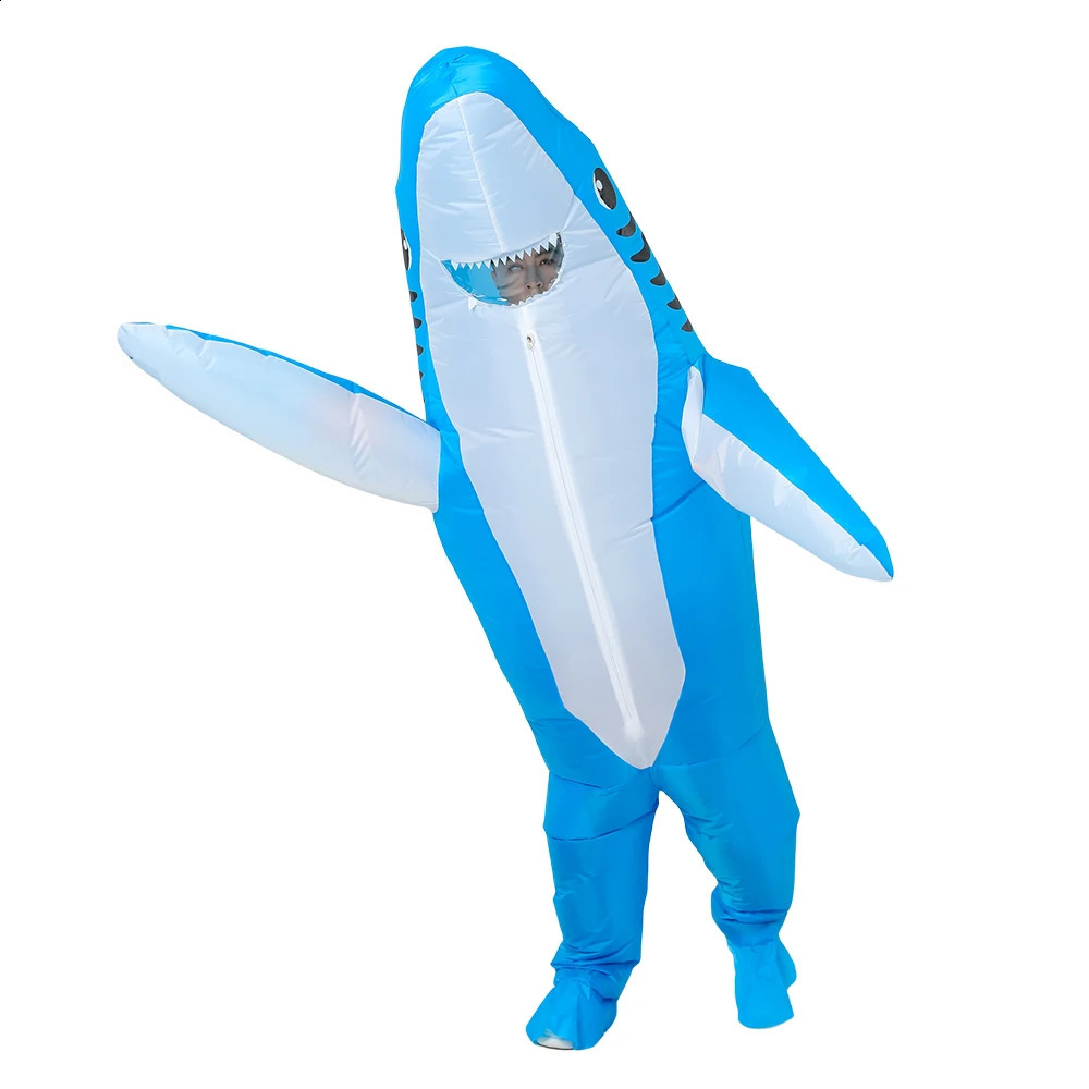 Unisex Funny Inflatable Shark Cosplay Costume Suit Adult Fancy Dress Performance Clothes Halloween Carnival Theme Party 240919