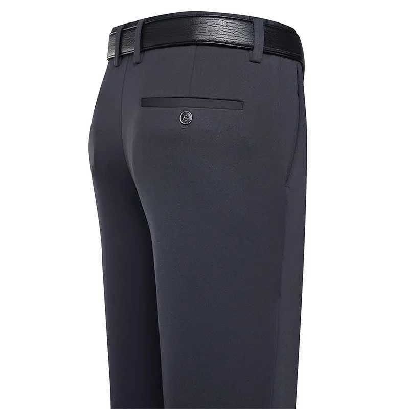 Mens elastic suit pants black business casual Trouser office summer autumn Korean Navy gray spandex straight pants W240919