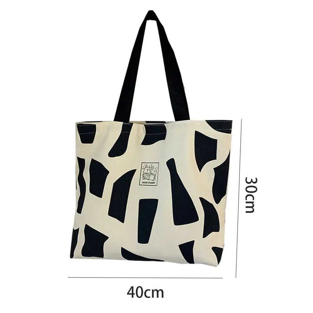 Reusable canvas handbag fashionable and lightweight soft canvas bag fully matched with large capacity shopping bag Z250224