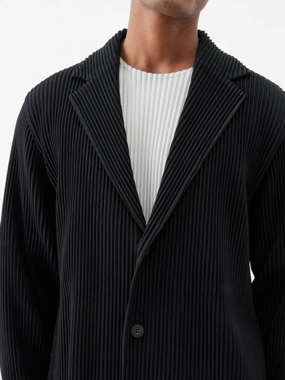 Miyake Pleated Blazers Business Casual Lined Blazer Top Fashion Suit Slim Fit Coat High Quality Jacket 240914