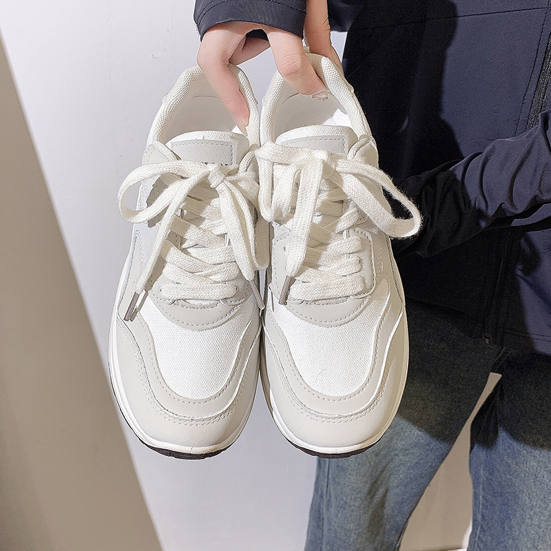 Women Sports Shoes Fashion Simple Design White Sneakers Thick Sole Clunky Shoes Versatile Running Shoes Free shipping