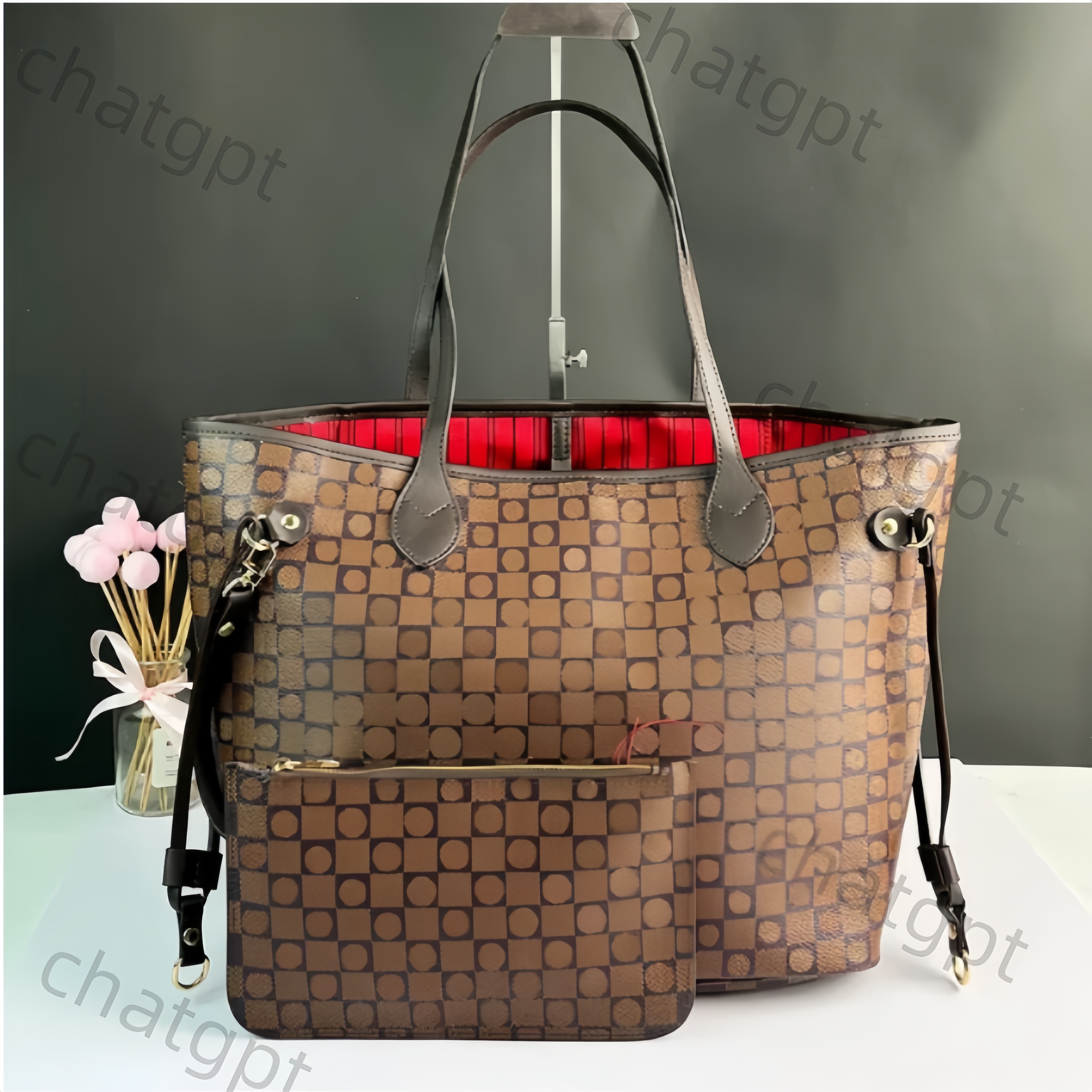 10A Top quality neverfulls Womens crossbody shoulder bagdesigner handbag high capacity shopping bag leather chain bag tote 2PCs with Coin Purse bag wallet