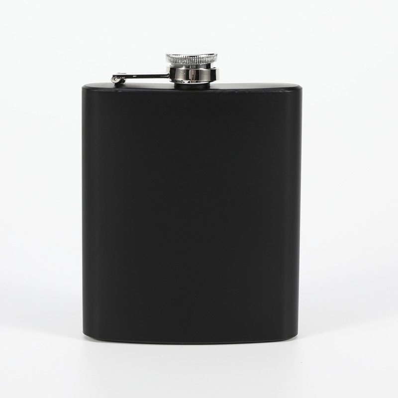 Stainless steel hip flask Factory supplies matte black spray paint 6-12 ounces portable outdoor camping stainless steel wine