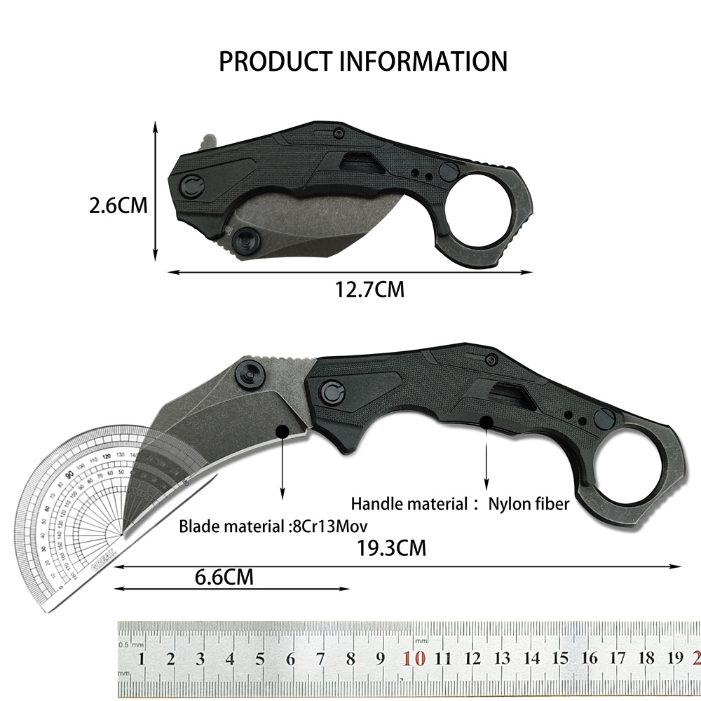 Assisted Opening Folding Knife Stonewashed Blade GFN Handle Portable Outdoor Cutting Tool