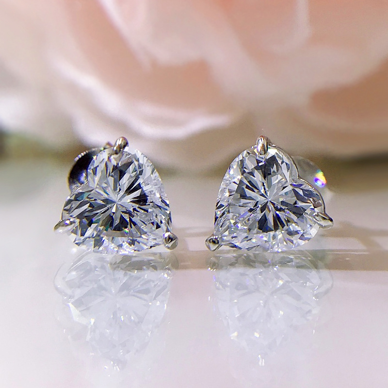 Sterg Sier Moissanite Heart Stud Earrings: Exquisite 2024 Jewelry Gift