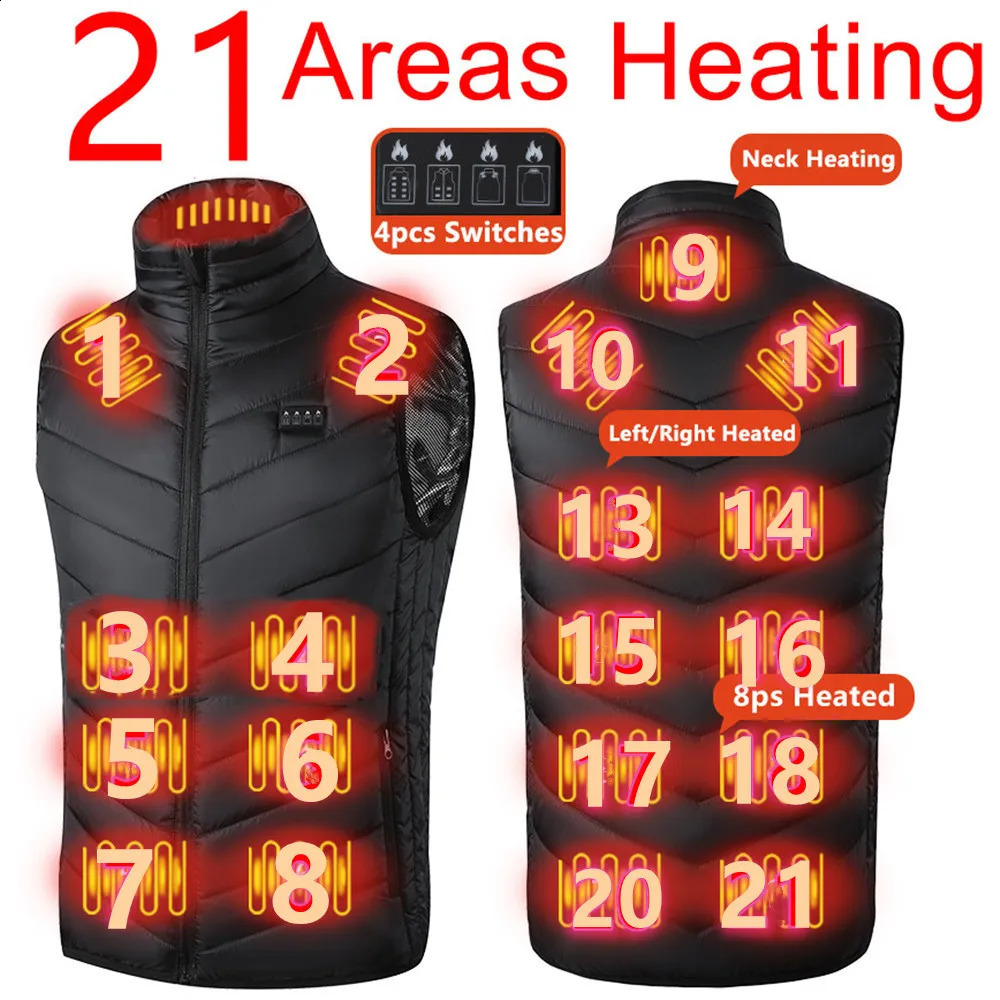 219 Areas Heated Vest Men Jacket Heated Winter Womens Electric Usb Heater Tactical Jacket Man Thermal Vest Body Warmer Coat 6XL 240919