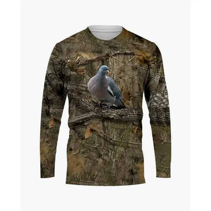 Camouflage Wild Hunting Animal Graphic t shirts 3D printed mens and womens streetwear T-shirt clothing O-neck long sleeved TeeX240919