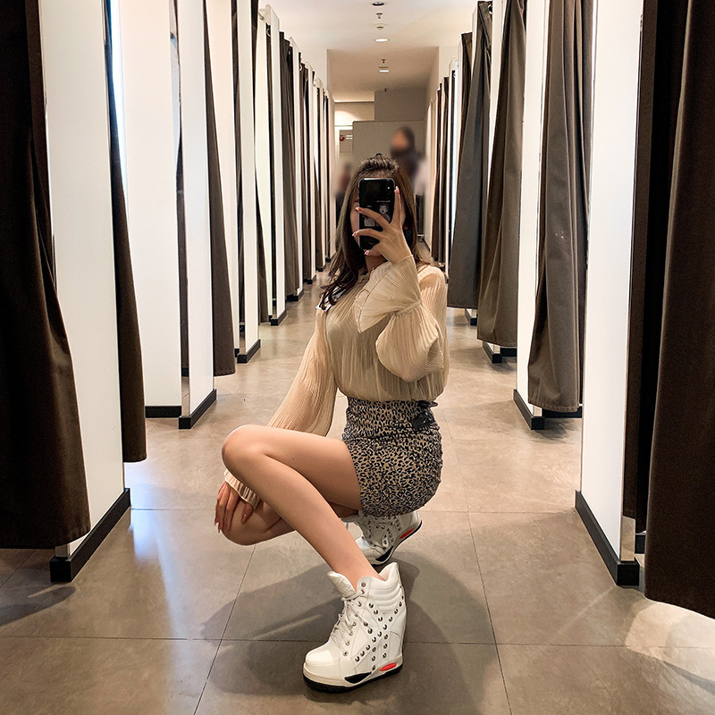 Rubber Women's Wedge Shoes Super High Basic Cross-Tied