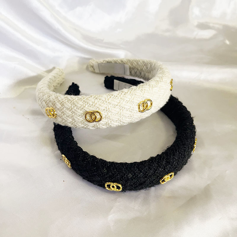 Vintage Designer Headbands for Women Metal Round Letter Wide-brimmed Thicken Spring Hairbands Headwrap Cloth Fabric Headwear Street Sports Fitness Headband