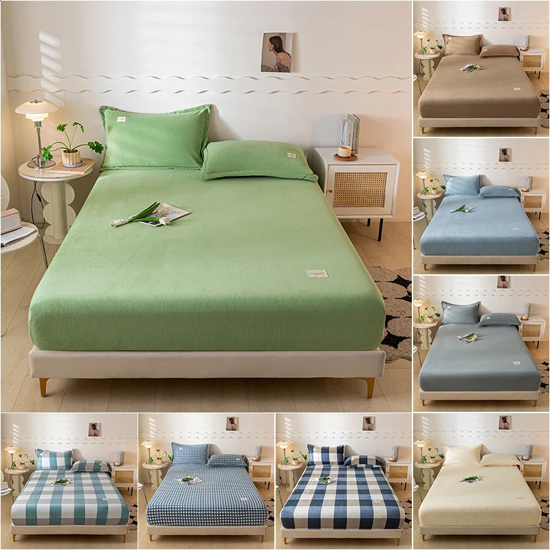 Sheet Home>Products>Plush Patch>Elastic Solid Color Mattress Cover>Velvet Soft Bed Cover 241016