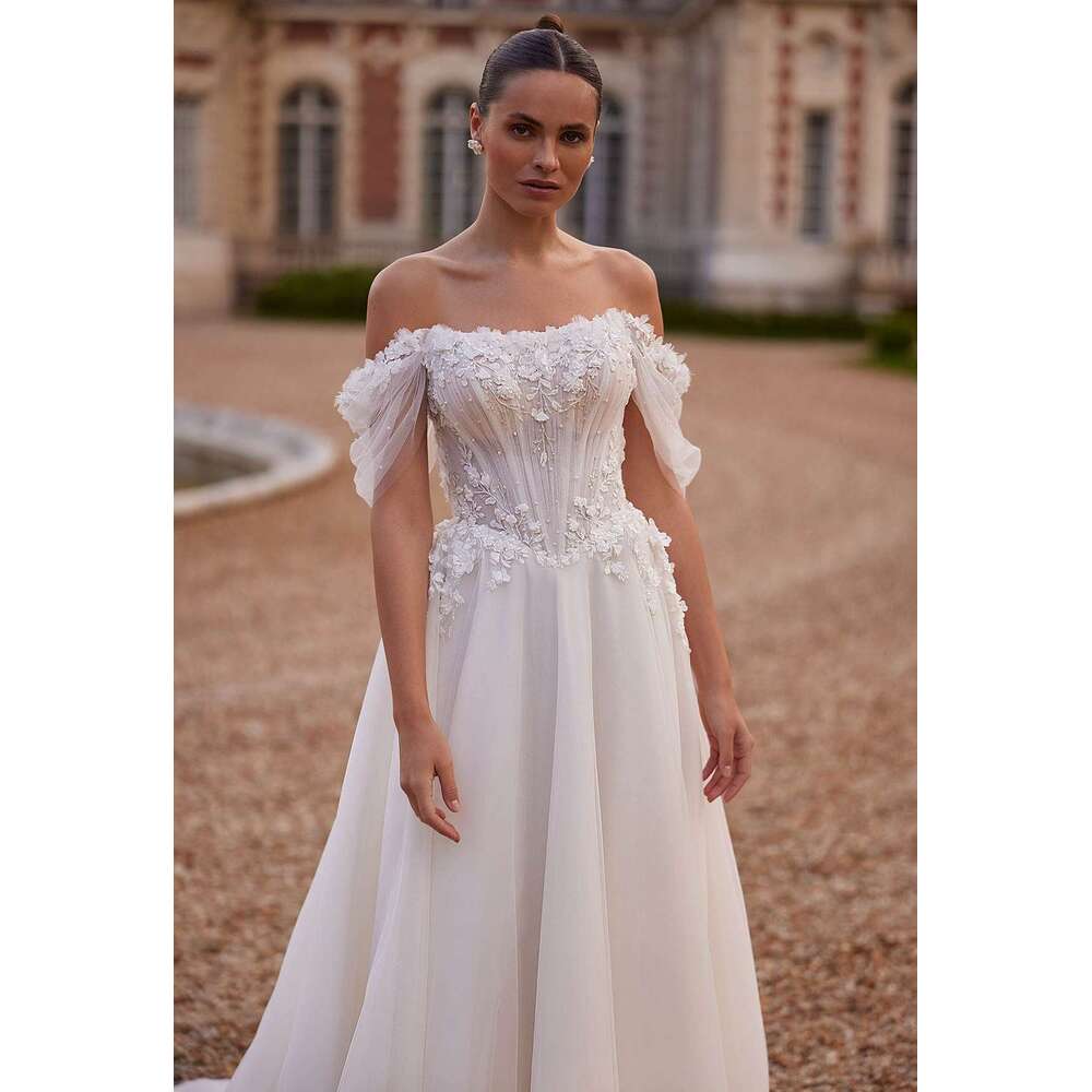 Elegant Dresses A-e Off The Shoulder Appliques wers or-Length Bride Wedding Dress Vestido de novia Custom Made