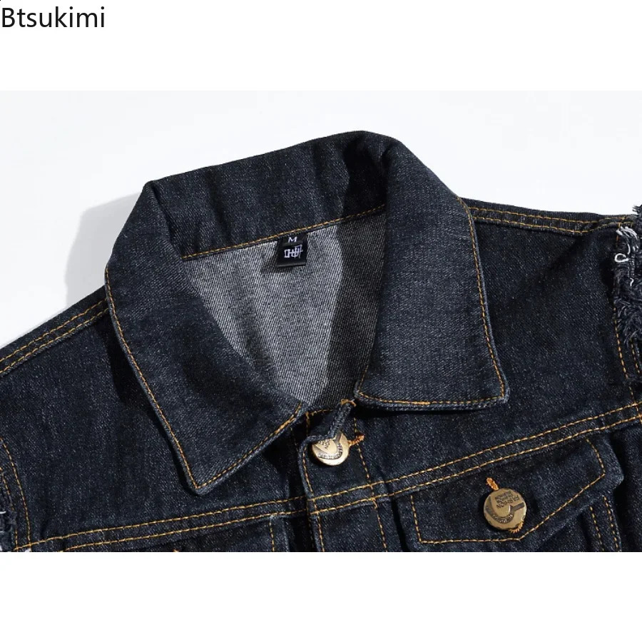 2024 Mens Fashion Jeans Sleeveless Jacket Vest Male Black Blue Denim Jeans Vest Man Cow Outdoors Waistcoat Mens Jacket Vest 240919