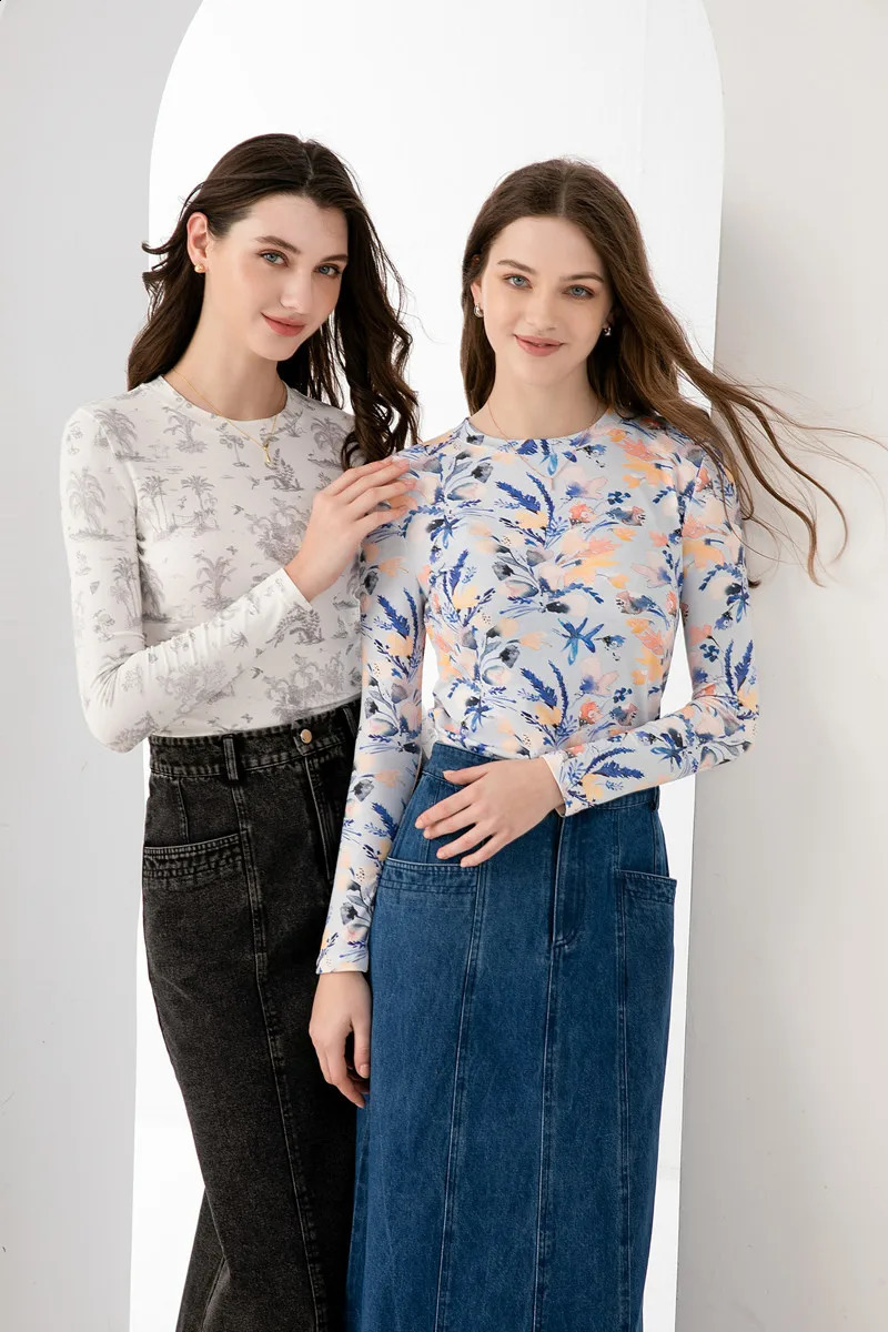 AW Spring/Summer Printed T-shirt Long Sleeve Suitable for Womens Wear - No Size Required 1 Day 240919