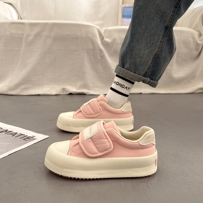 Casual Canvas Shoes for Women: Versatile White, Thick Sole, Comfort Fashion, Free Shipping f9a3