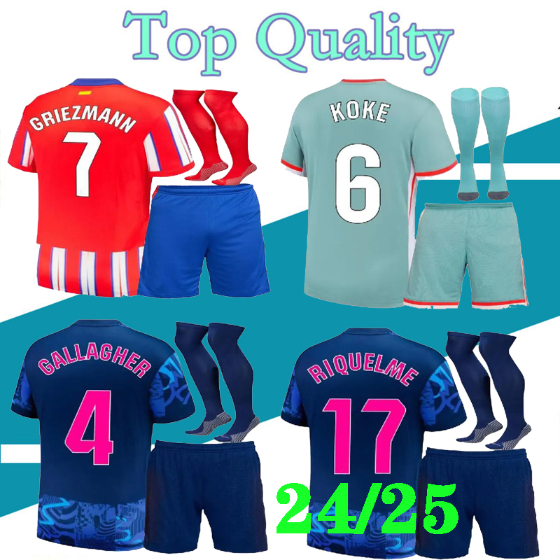 24 25 MEMPHIS soccer jerseys home away M. LLORENTE Correa camiseta football shirts 2024 2025 men kids GRIEZMANN R. CARRASCO DE PAUL Atletico MadridS kits with socks