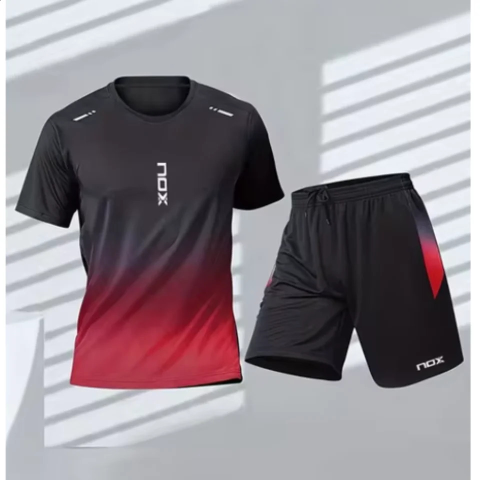 Nox Padel Tracksuit Summer Mens T-shirt And Shorts Tracksuit Breathable And Loose Tennis Tracksuit Running Training Wear 240918